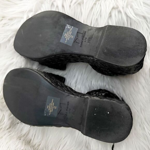 MARC FISHER | Marcell Braided Platform Sandal Black Espadrille Ankle Strap | 6.5 - Picture 10 of 12